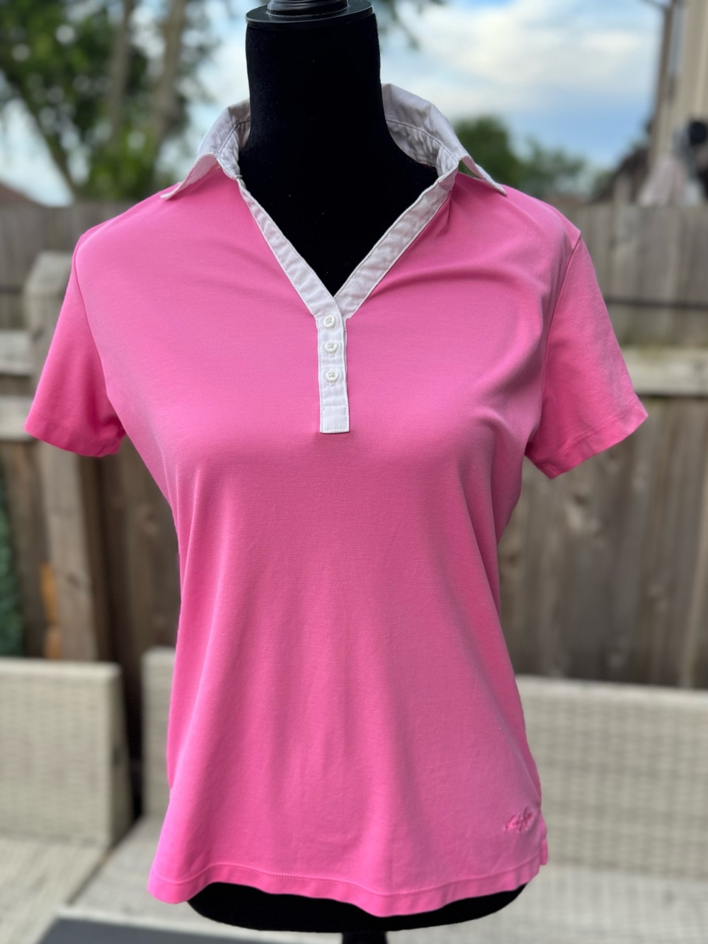 Lady Hagen Women's Pink Polo Top with White Trim